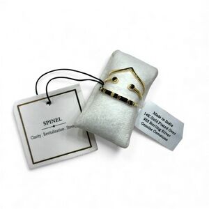 Shivam Stacking Rings (set of 3) Black Spinel 14k gold plate Sterling Size 8 NWT